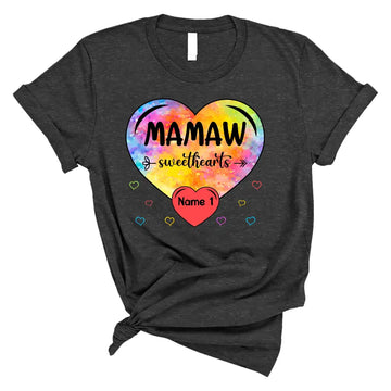 Personalized Mamaw T Shirt, Mamaw Sweethearts Colorful With Kids Name Custom, Mother's Day Gifts For Mamaw