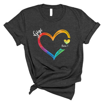 Personalized Gigi T Shirt, Gigi Heart Colorful With Kids Name Custom, Mother's Day Gifts For Gigi