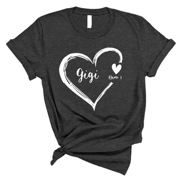 Personalized Gigi T Shirt, Gigi Heart With Kids Name Custom, Mother's Day Gifts For Gigi