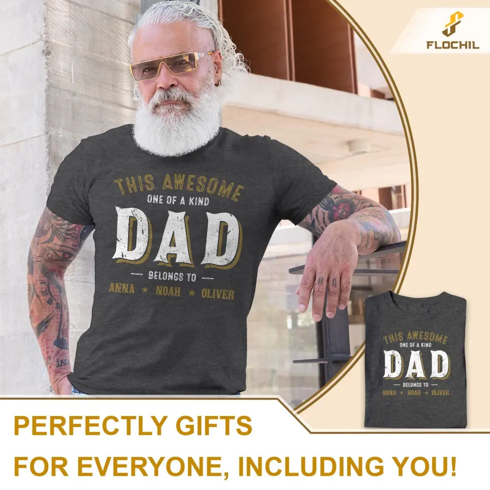 Personalized Dad Shirt, This Awesome Dad Belongs To Shirt With Kids Name, Custom Fathers Day Gifts, Dad Gifts