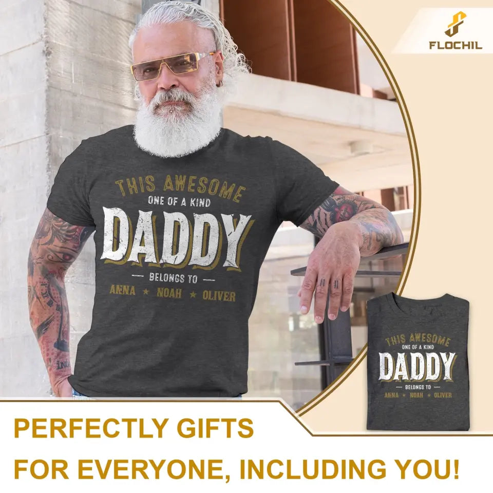 Personalized Daddy Shirt, This Awesome Daddy Belongs To Shirt With Kids Name, Custom Fathers Day Gifts, Daddy Gifts