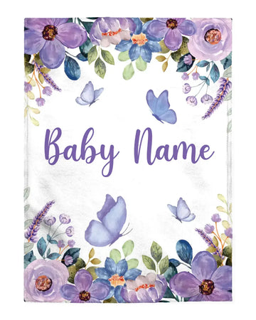 Personalized Baby Blankets Floral Watercolor Custom Name Baby Girl Gifts