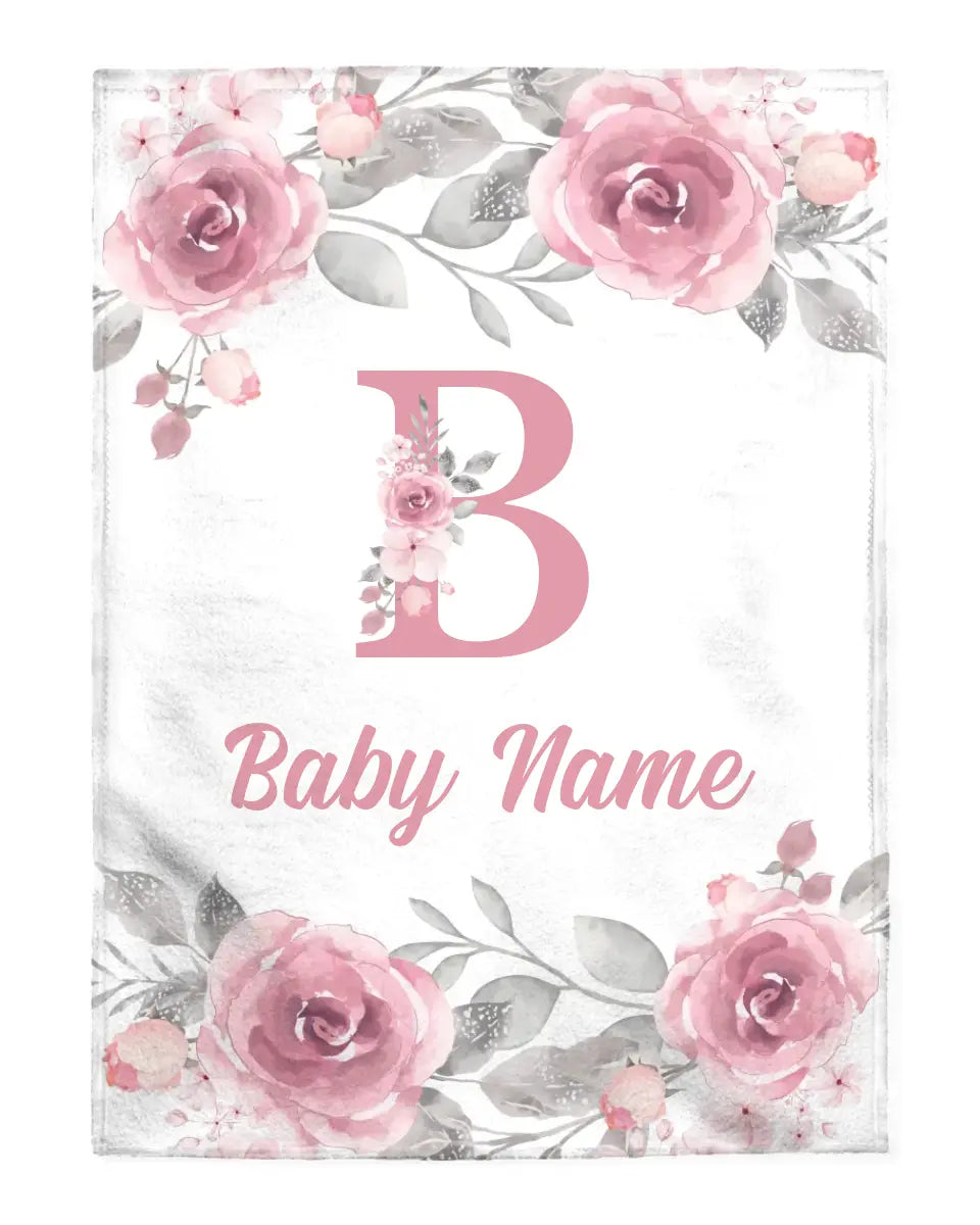 Personalized Baby Blankets Floral Watercolor Custom Name Baby Girl Gifts