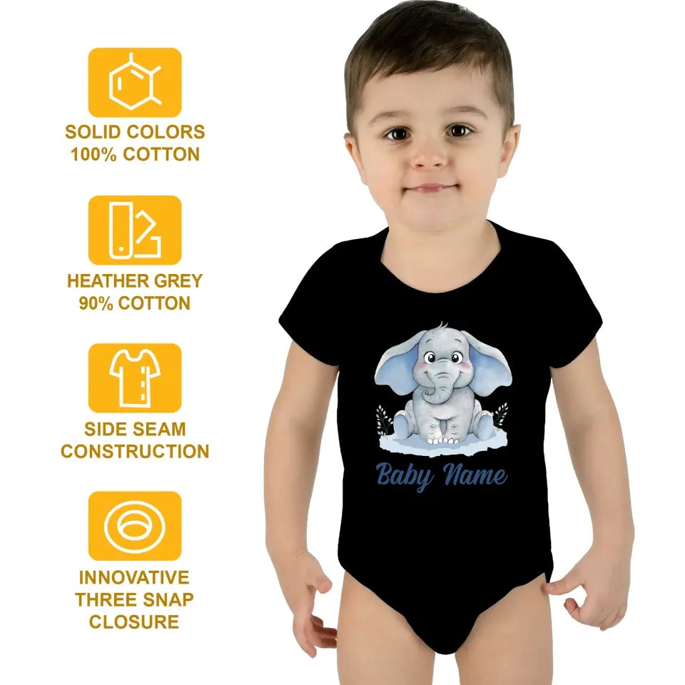 Personalized Baby Onesie Elephants Watercolor Custom Baby Boy Gifts