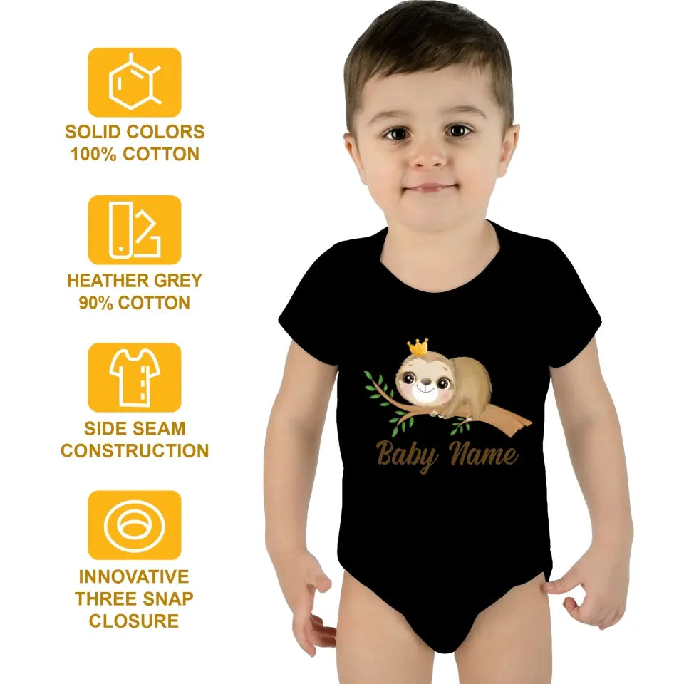 Personalized Baby Onesie Sloth Watercolor Custom Baby Boy Gifts