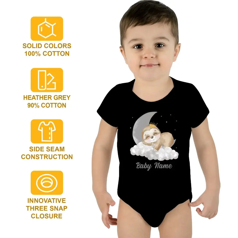 Personalized Baby Onesie Sloth Watercolor Custom Baby Boy Gifts