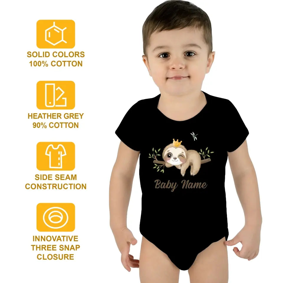 Personalized Baby Onesie Sloth Watercolor Custom Baby Boy Gifts