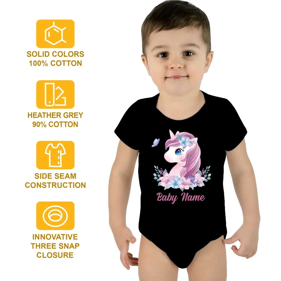 Personalized Baby Onesie Unicorn Watercolor Custom Baby Girl Gifts