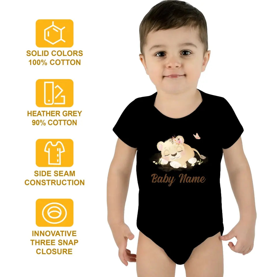 Personalized Baby Onesie Lion Watercolor Custom Baby Boy Gifts