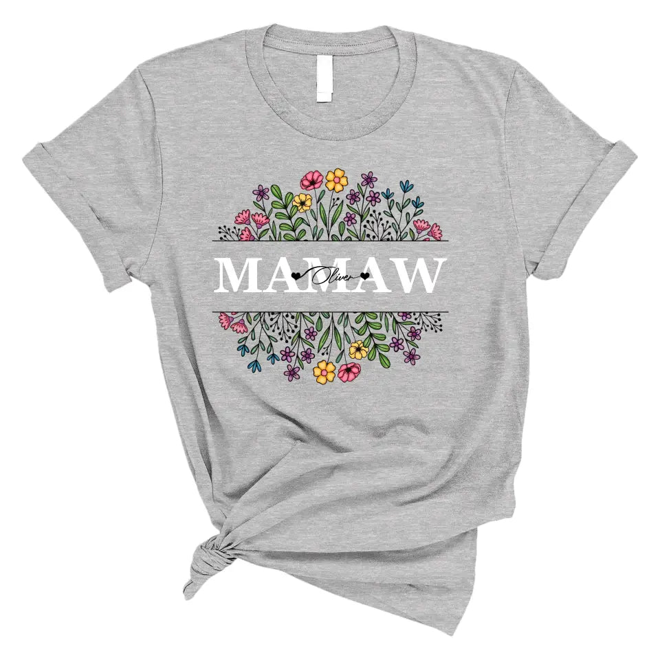 Personalized Mamaw T Shirt, Mamaw Flower With Kids Name Custom, Mother's Day Gifts For Mamaw