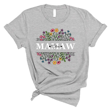 Personalized Mamaw T Shirt, Mamaw Flower With Kids Name Custom, Mother's Day Gifts For Mamaw