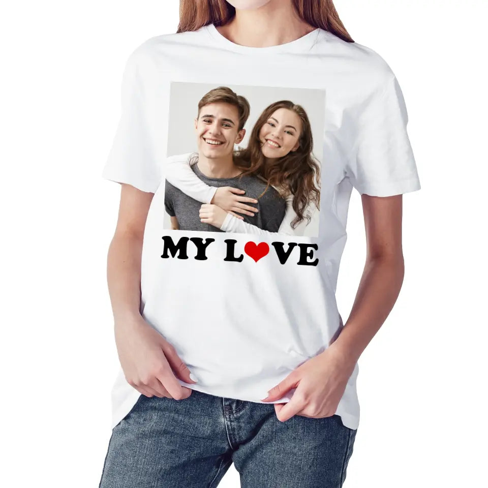 Personalized Girlfriend Shirt, I Love My Boyfriend Shirt Custom Name Photo, I Heart My Boyfriend Shirt, Valentine's Day Gifts For Her, Gf