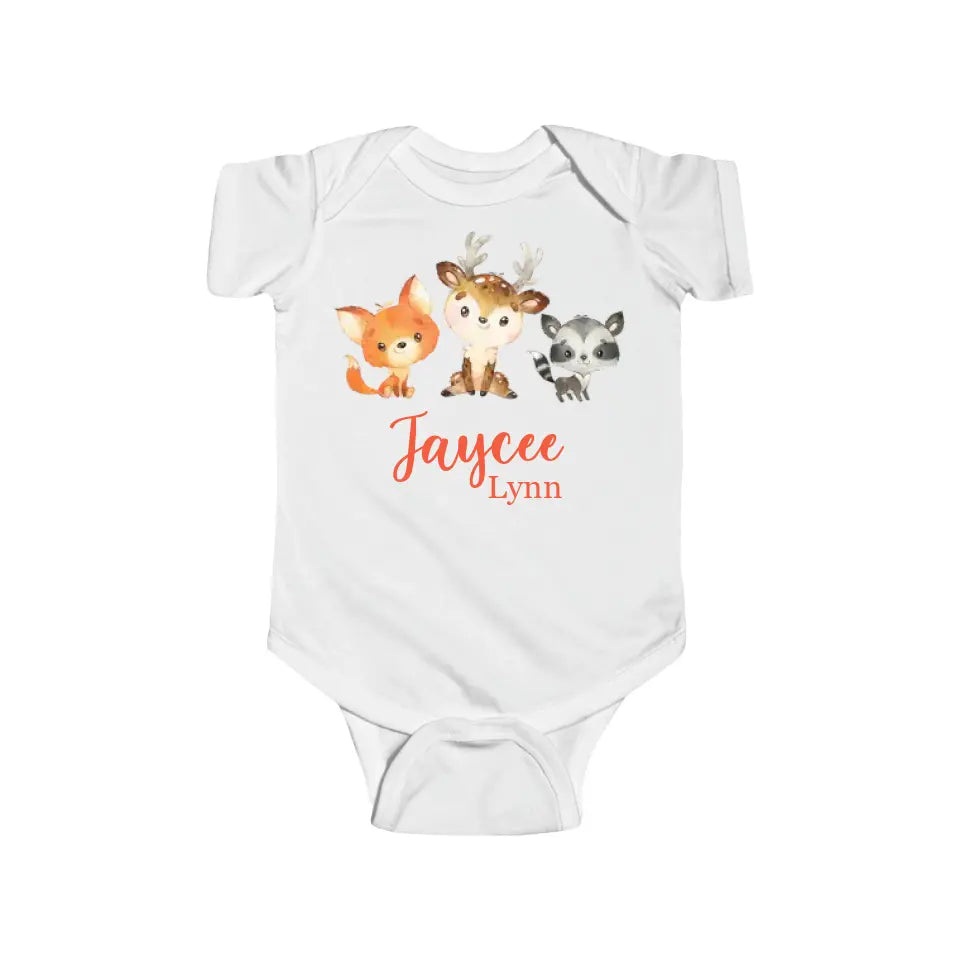 Personalized Baby Onesie Woodland Watercolor Custom Baby Girl Gifts