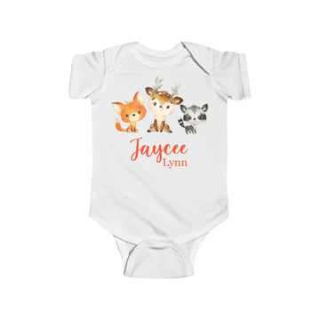 Personalized Baby Onesie Woodland Watercolor Custom Baby Girl Gifts