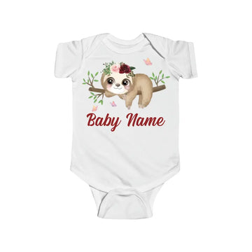 Personalized Baby Onesie Sloth Watercolor Custom Baby Girl Gifts