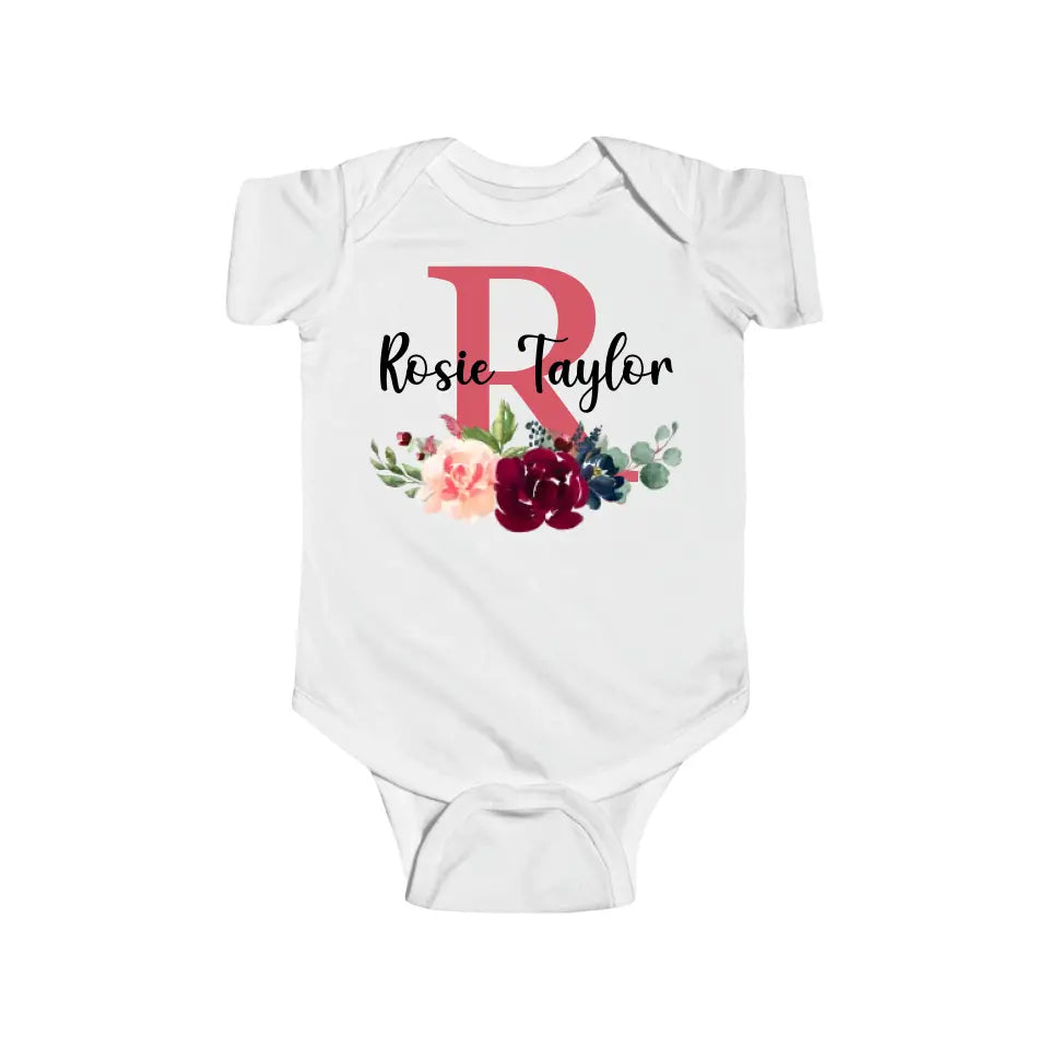 Personalized Baby Onesie Floral Watercolor Custom Baby Girl Gifts