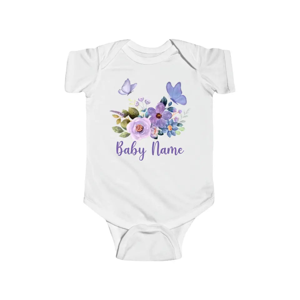 Personalized Baby Onesie Floral Watercolor Custom Baby Girl Gifts