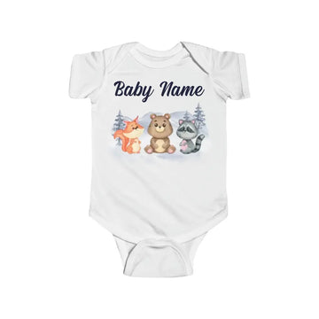 Personalized Baby Onesie Woodland Watercolor Custom Baby Boy Gifts