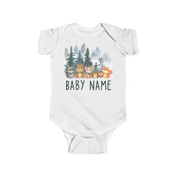 Personalized Baby Onesie Woodland Watercolor Custom Baby Boy Gifts