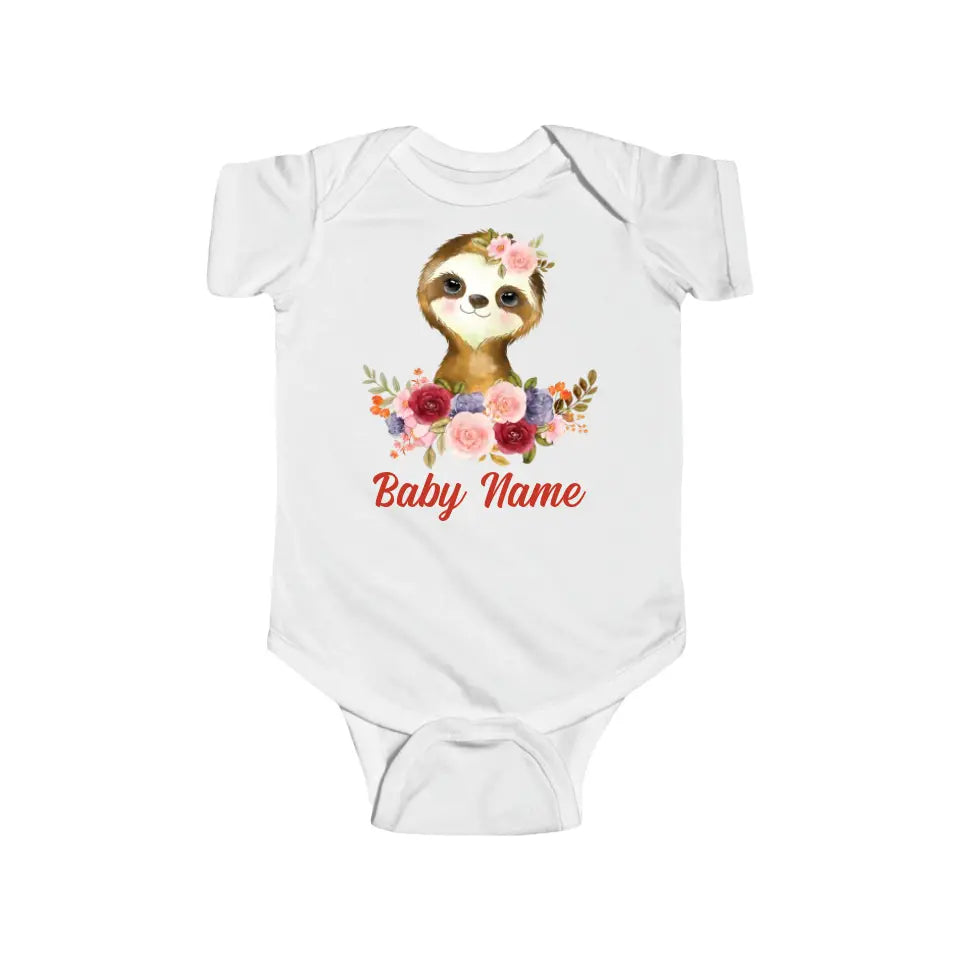 Personalized Baby Onesie Sloth Watercolor Custom Baby Girl Gifts