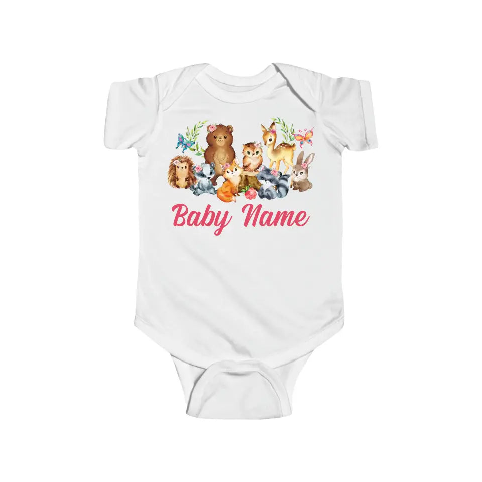 Personalized Baby Onesie Woodland Watercolor Custom Baby Girl Gifts