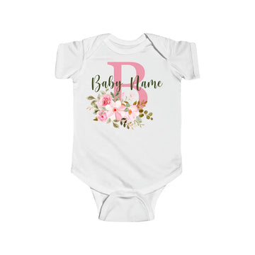 Personalized Baby Onesie Floral Watercolor Custom Baby Girl Gifts