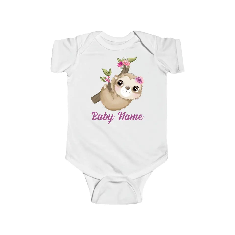 Personalized Baby Onesie Sloth Watercolor Custom Baby Girl Gifts