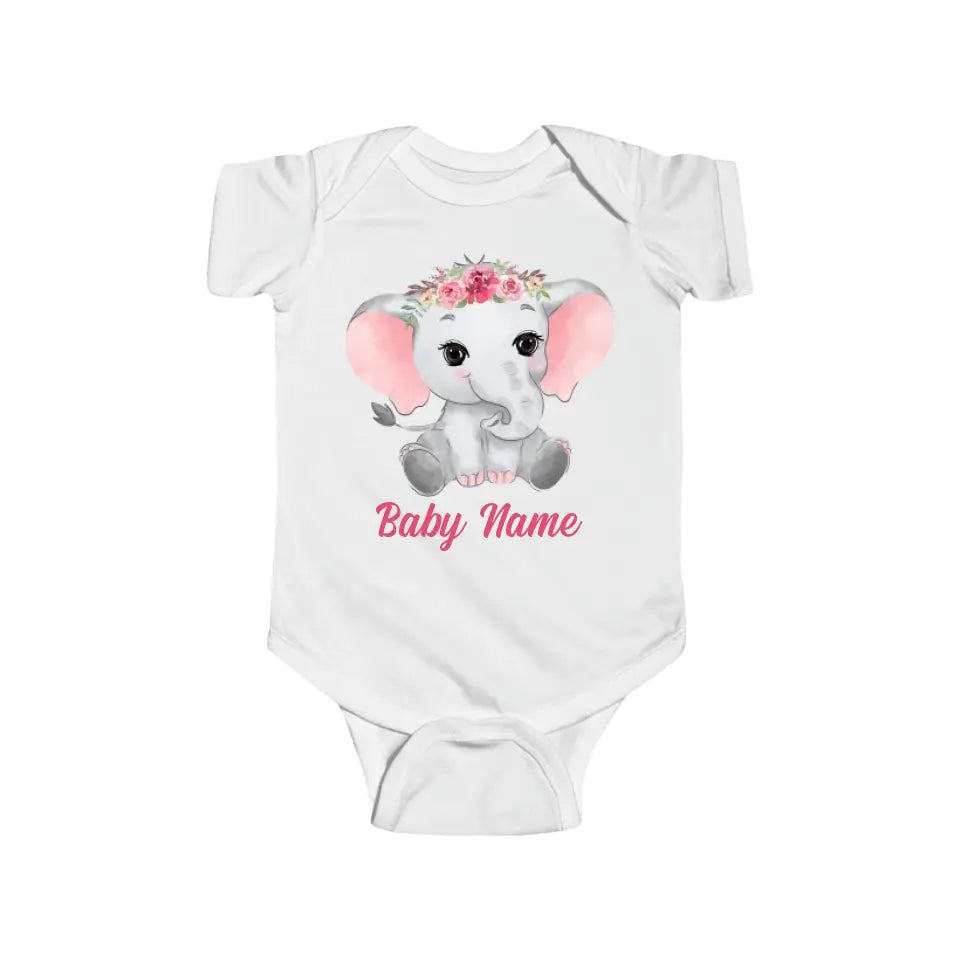 Personalized Baby Onesie Elephants Watercolor Custom Baby Girl Gifts