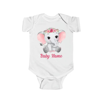 Personalized Baby Onesie Elephants Watercolor Custom Baby Girl Gifts