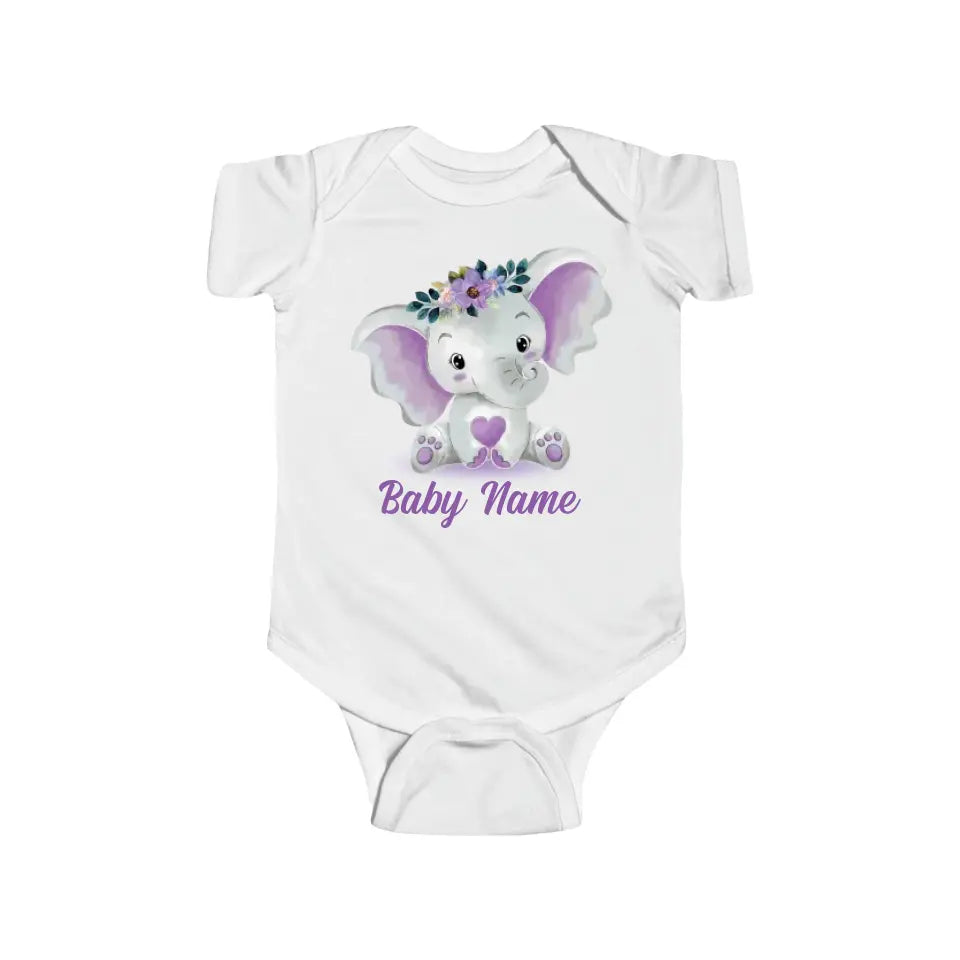 Personalized Baby Onesie Elephants Watercolor Custom Baby Girl Gifts