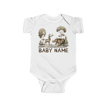 Personalized Baby Onesie Woodland Watercolor Custom Baby Boy Gifts