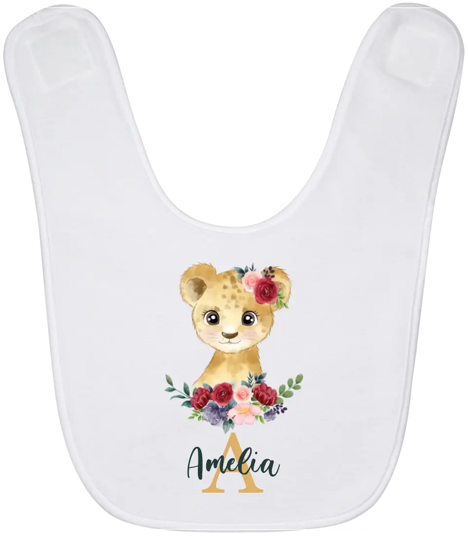 Personalized Baby Bibs Lion Watercolor Custom Baby Girl Gifts