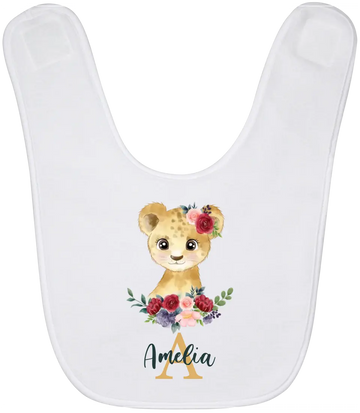 Personalized Baby Bibs Lion Watercolor Custom Baby Girl Gifts