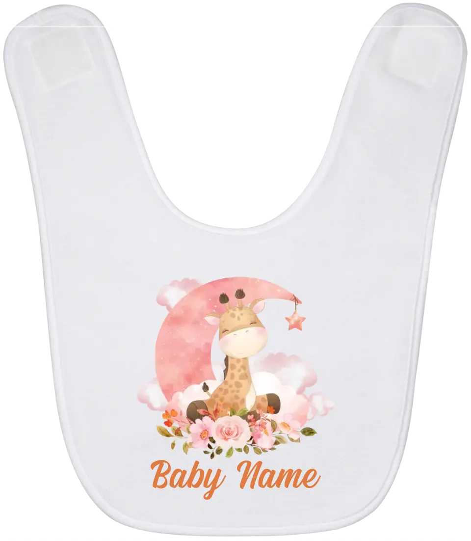 Personalized Baby Bibs Giraffe Watercolor Custom Baby Girl Gifts