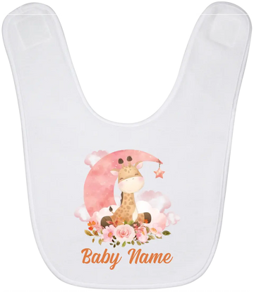 Personalized Baby Bibs Giraffe Watercolor Custom Baby Girl Gifts