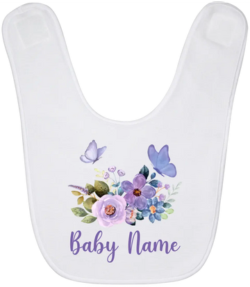 Personalized Baby Bibs Floral Watercolor Custom Baby Girl Gifts