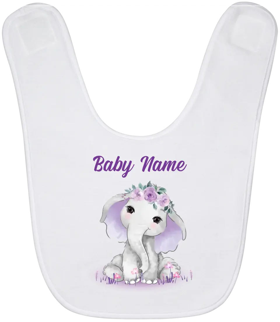 Personalized Baby Bibs Elephants Watercolor Custom Baby Girl Gifts