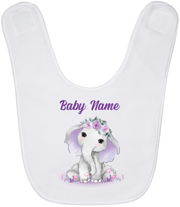 Personalized Baby Bibs Elephants Watercolor Custom Baby Girl Gifts