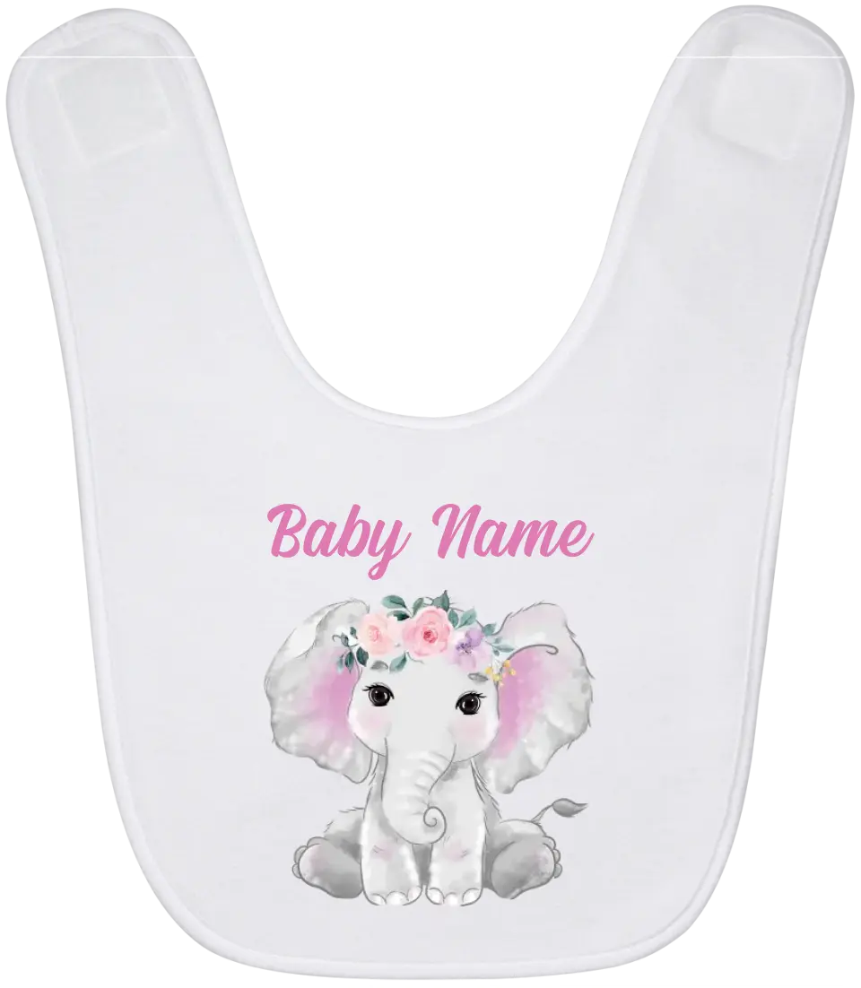 Personalized Baby Bibs Elephants Watercolor Custom Baby Girl Gifts