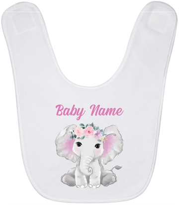 Personalized Baby Bibs Elephants Watercolor Custom Baby Girl Gifts