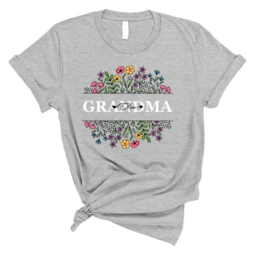 Personalized Grandma T Shirt, Grandma Flower With Kids Name Custom, Mother's Day Gifts For Grandma