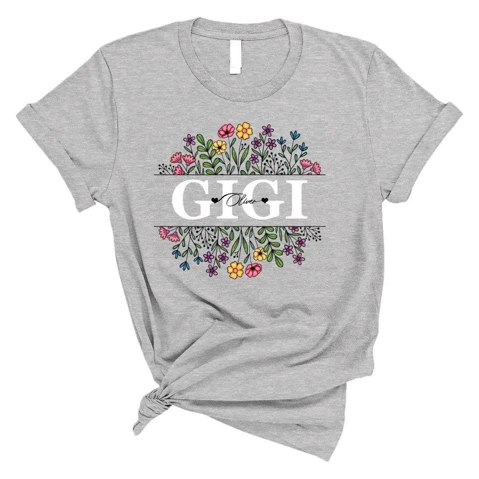 Personalized Gigi T Shirt, Gigi Flower With Kids Name Custom, Mother's Day Gifts For Gigi