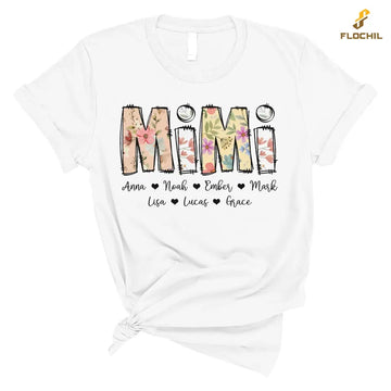 Personalized Mimi T Shirt, Mimi Flower With Kids Name Custom, Mother's Day Gifts For Mimi