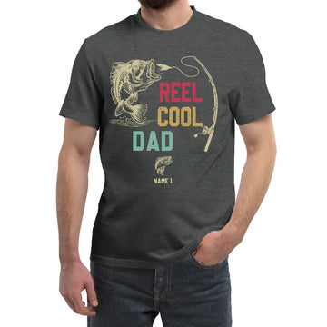 Personalized Dad Shirt, Reel Cool Dad Fishing Shirt With Kids Name, Custom Fathers Day Gifts, Dad Gifts