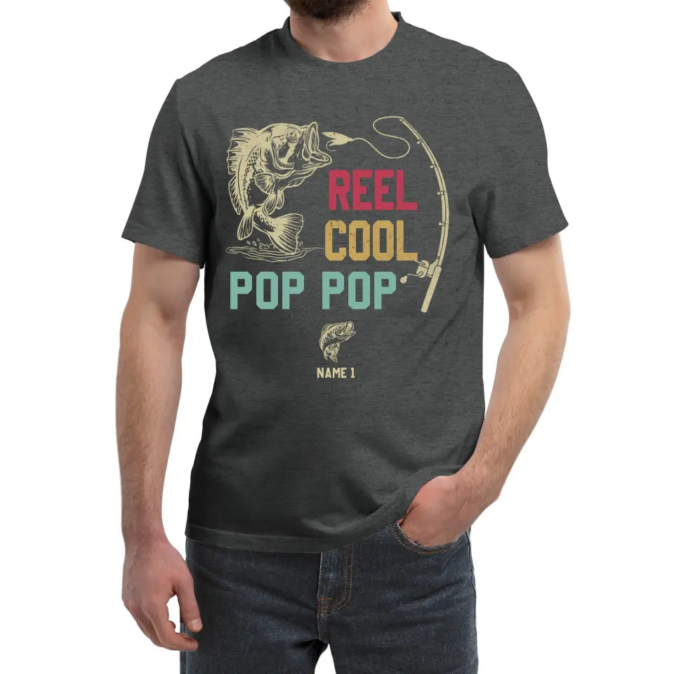 Personalized Pop Pop Shirt, Reel Cool Pop Pop Fishing Shirt With Kids Name, Custom Fathers Day Gifts, Pop Pop Gifts