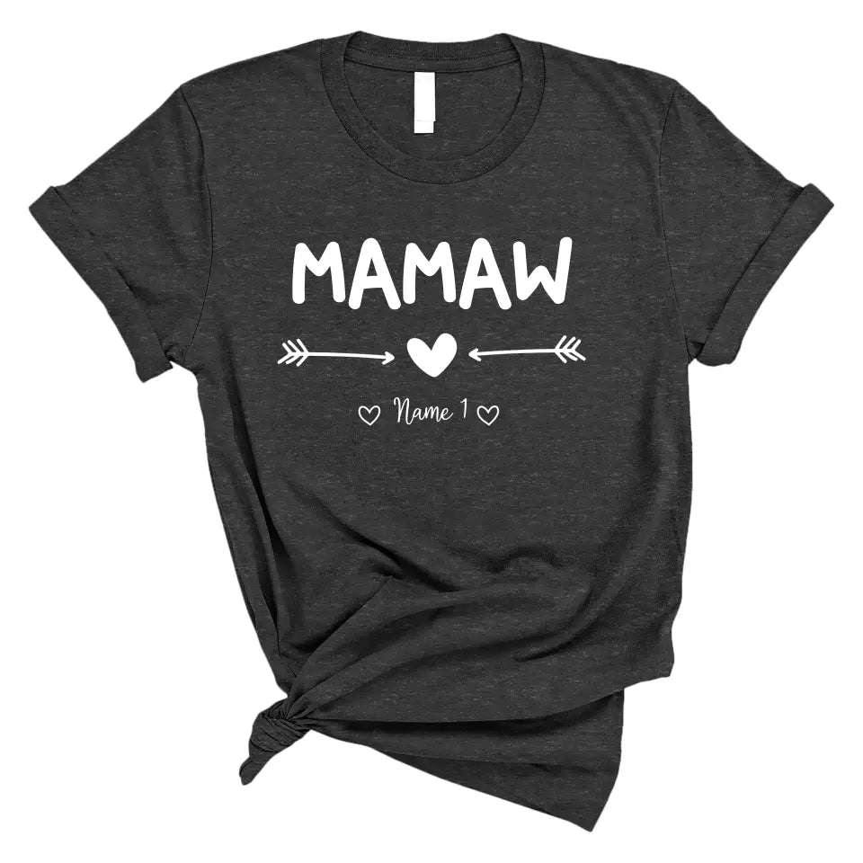 Personalized Mamaw T Shirt, Mamaw Heart With Kids Name Custom, Mother's Day Gifts For Mamaw