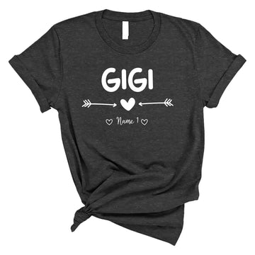 Personalized Gigi T Shirt, Gigi Heart With Kids Name Custom, Mother's Day Gifts For Gigi