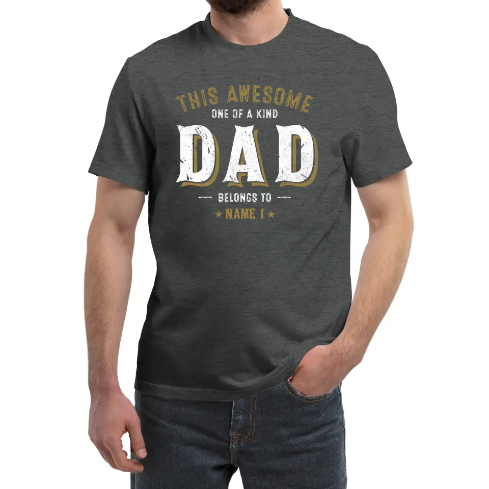 Personalized Dad Shirt, This Awesome Dad Belongs To Shirt With Kids Name, Custom Fathers Day Gifts, Dad Gifts